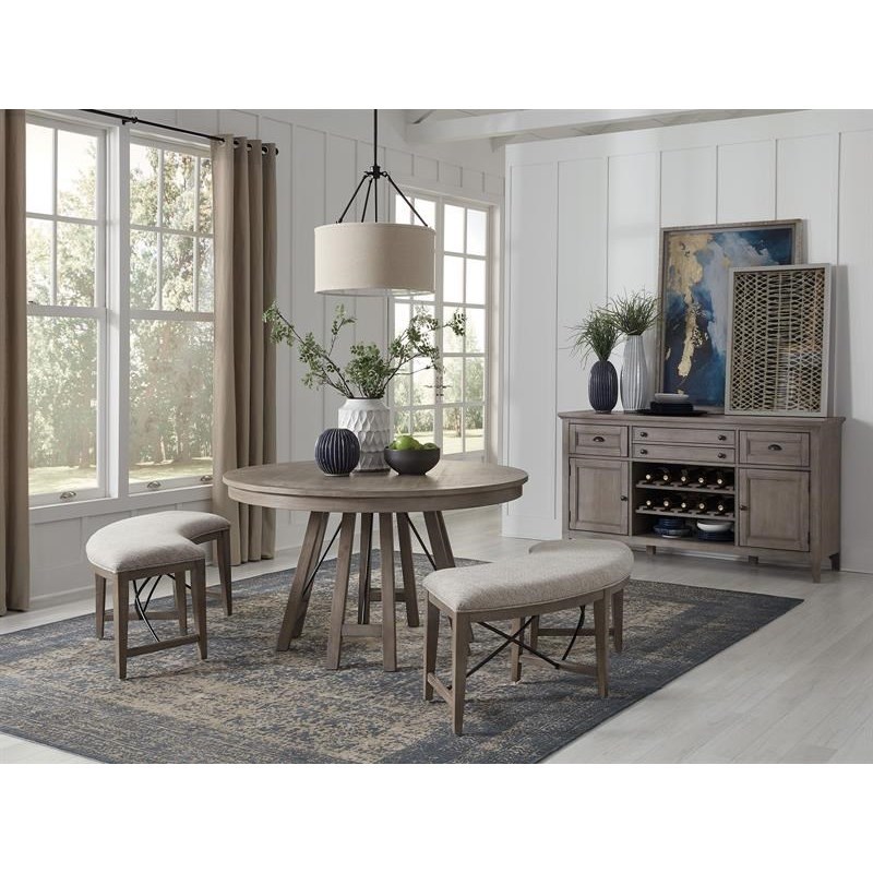 Magnussen Home Paxton Place Curved Dining Bench With Upholstered