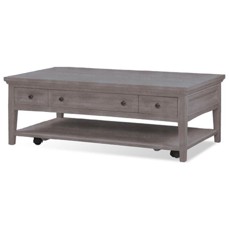 Belfort Select Paxton Place Rectangular 3 Drawer Cocktail Table With Casters Belfort Furniture Cocktail Coffee Tables