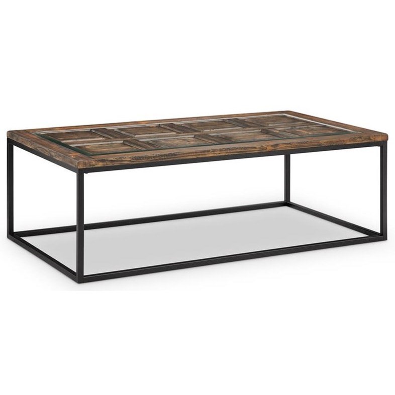 Magnussen Home Rochester 4008 Mat16104 Rectangular Cocktail Table With Glass Insert Top Upper Room Home Furnishings Cocktail Coffee Tables