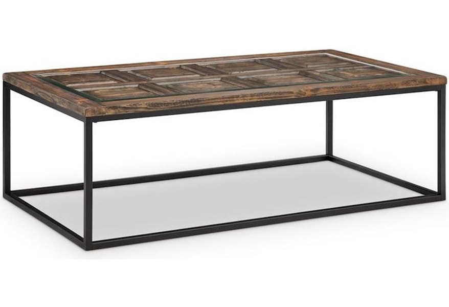 Magnussen Home Rochester 4008 Mat16104 Rectangular Cocktail Table With Glass Insert Top Upper Room Home Furnishings Cocktail Coffee Tables