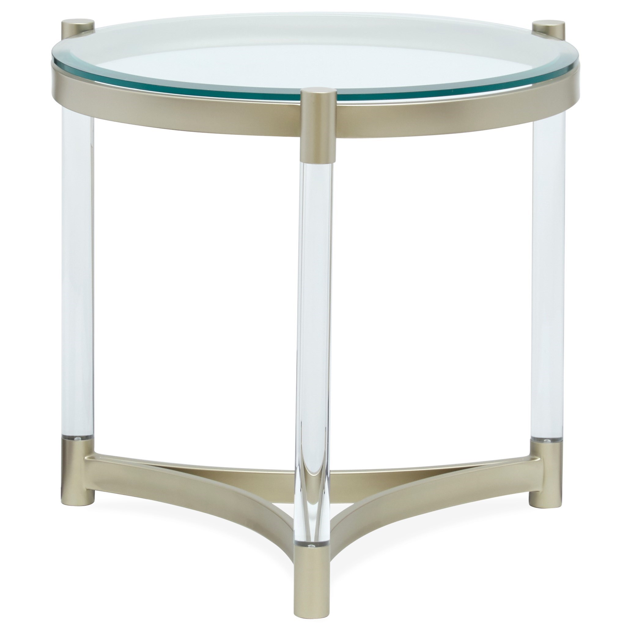 Magnussen Home Silas Round Glass End Table With Clear Acrylic Legs