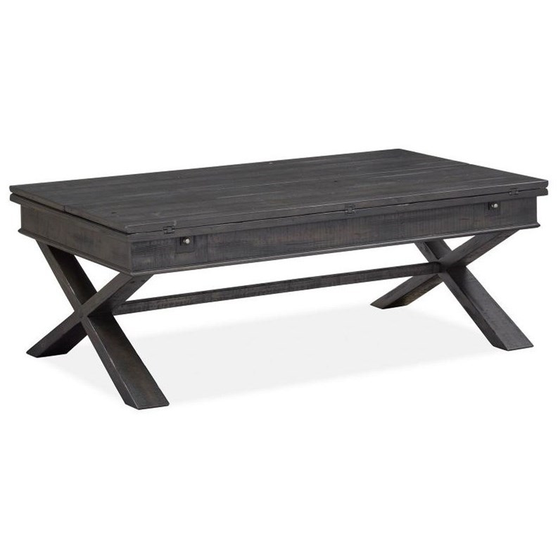 Magnussen Home Stepford T5060 55 Rustic Extendable Flip Top Cocktail Table Upper Room Home Furnishings Cocktail Coffee Tables