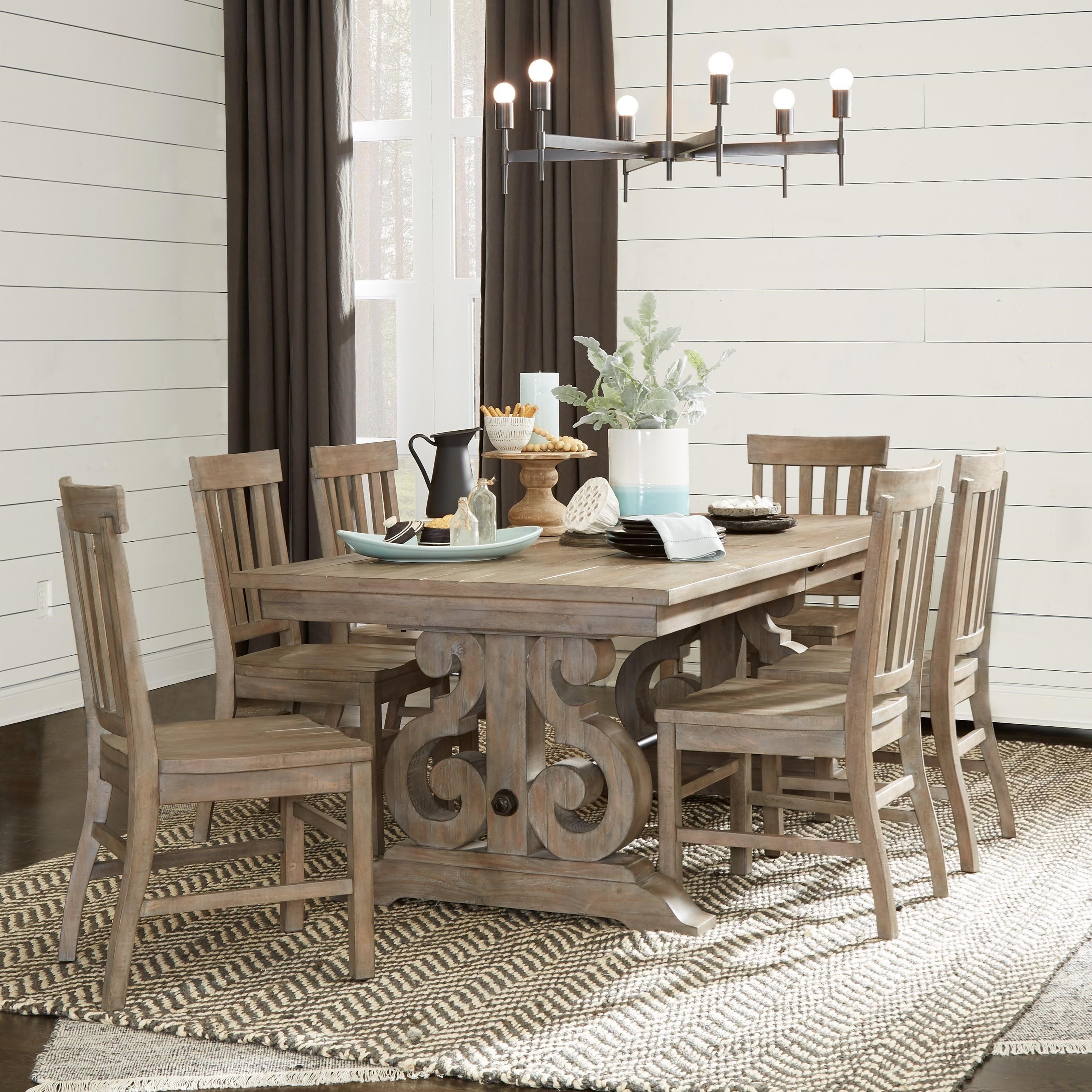 Magnussen Home Tinley Park Relaxed Vintage Five Piece Dining Table Set Value City Furniture Dining 5 Piece Sets