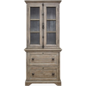Magnussen Home Tinley Park H4646 40h Relaxed Vintage Lateral File Cabinet With Display Hutch Baer S Furniture Combination Bookcases