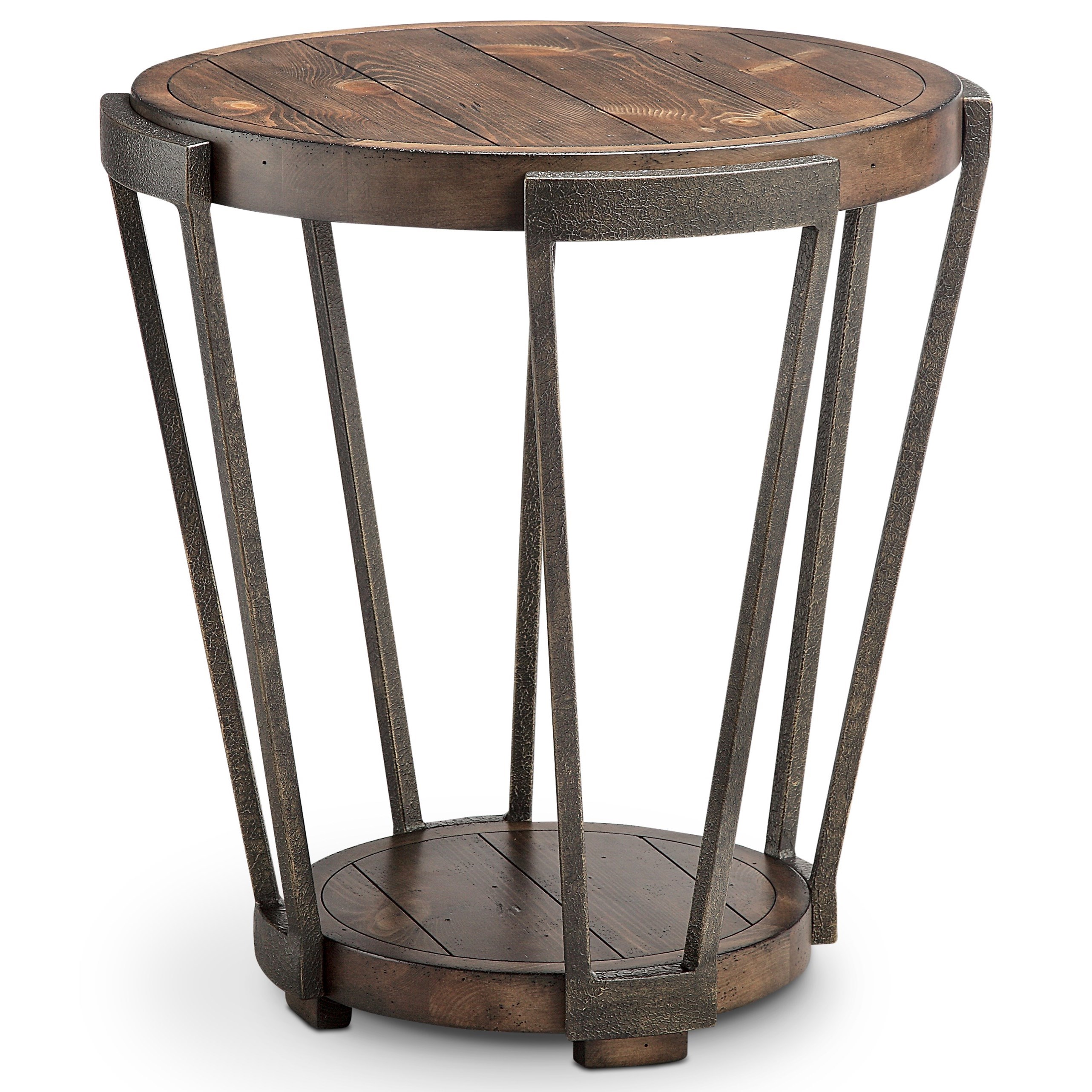 Magnussen Home Yukon T4405 05 Round End Table With Metal Frame Dunk Bright Furniture End Tables