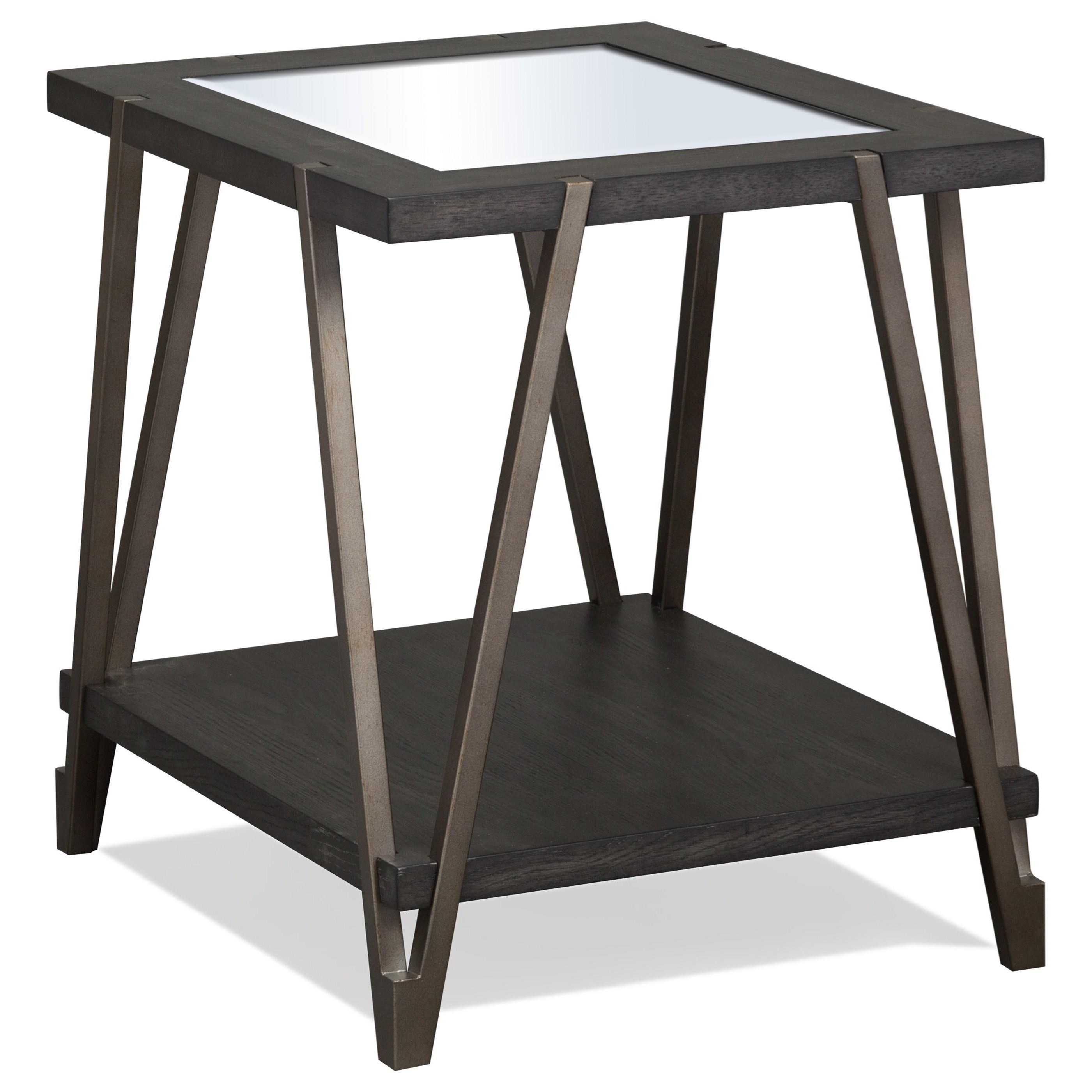 Magnussen Home Zion Industrial Rectangular Glass Top End Table