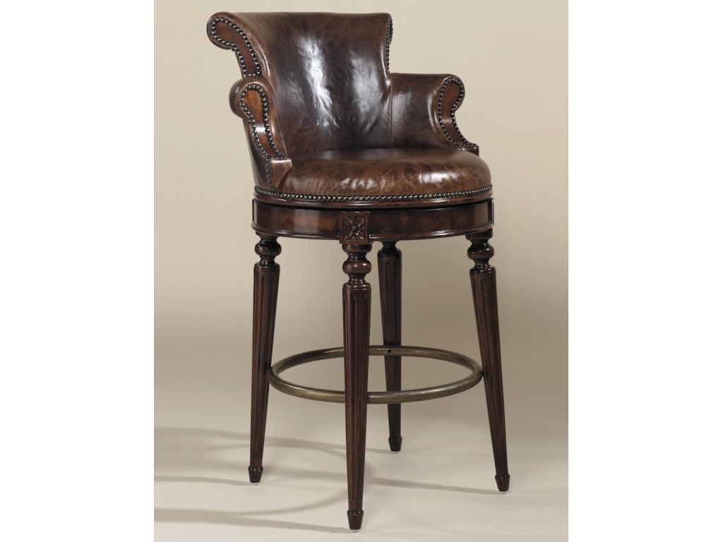 Maitland Smith Bar Stools Aged Regency Finished Mahogany Swivel Bar Stools Aged Regency Finished Mahogany Swivel Barstool With Venetian Regal Leather Upholstery By Maitland Smith