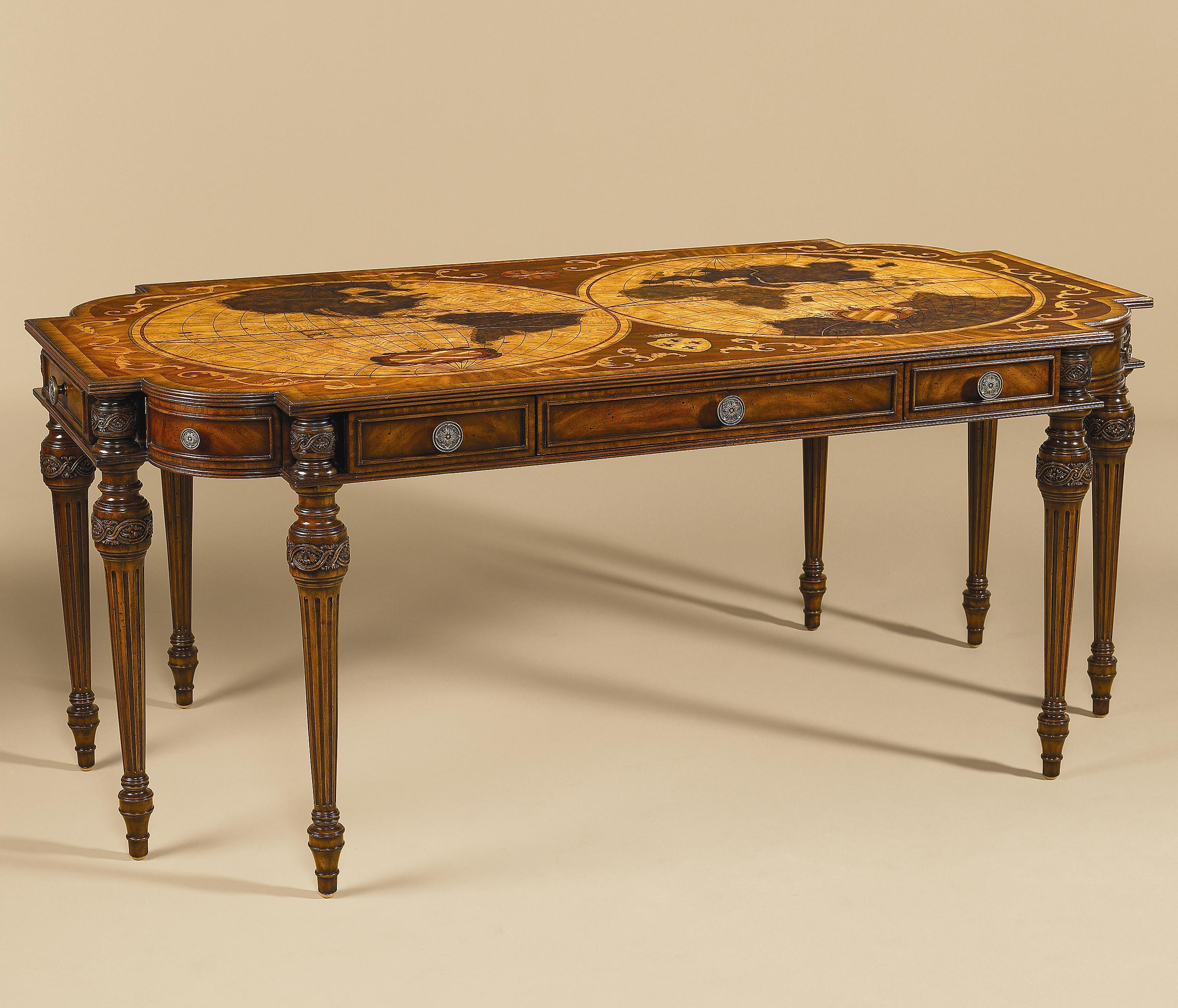 Maitland Smith Desks Aged Regency Finished Desk With Intricate