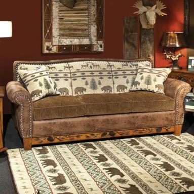 Marshfield Woodland Rustic Sofa with Queen Sleeper | Conlin's Furniture ...