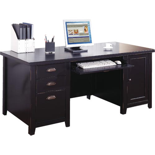 Kathy Ireland Home By Martin Tribeca Loft Double Pedestal Computer Desk Reeds Furniture Double Pedestal Desk