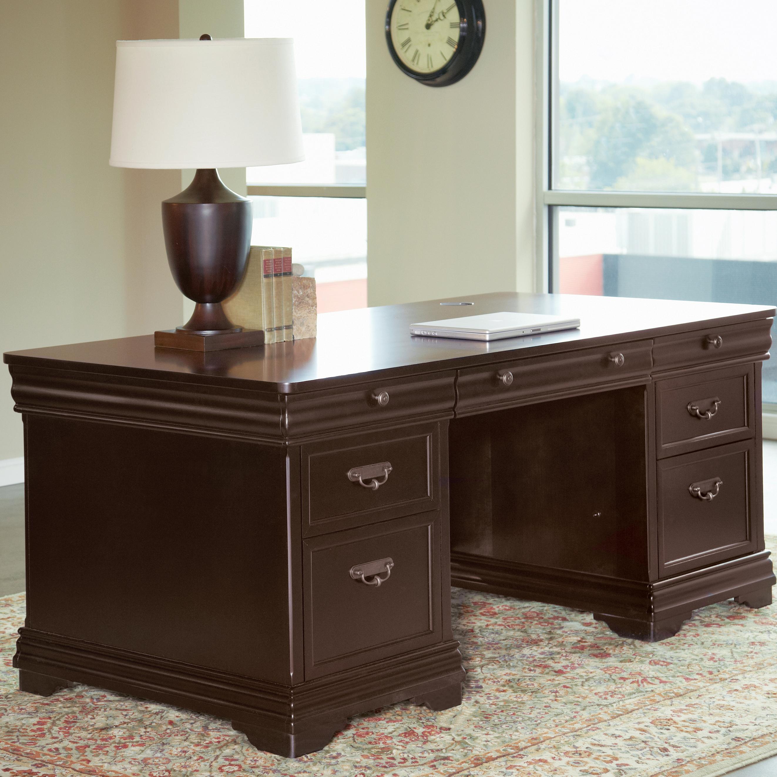 Martin Home Furnishings Beaumont Double Pedestal Desk W Drop Down