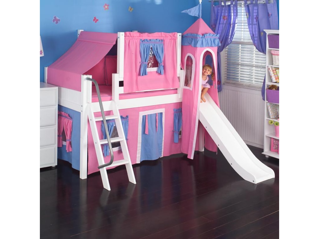 Maxtrix WowLoft Bed w/ Angle Ladder, Slide, & Fabrics