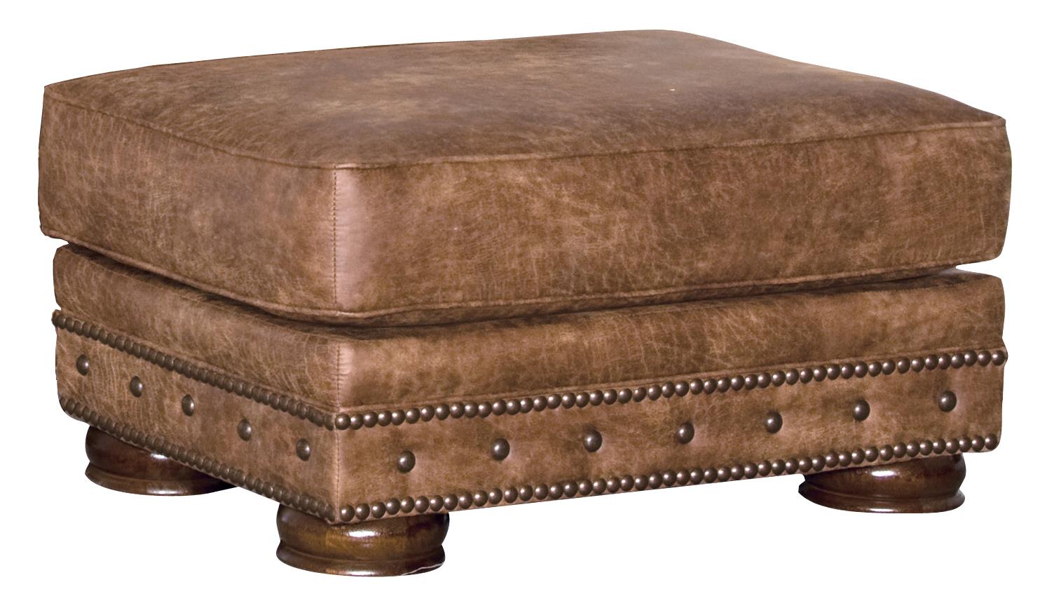 2900 Series Ottoman with Bun Feet and Nailhead Trim