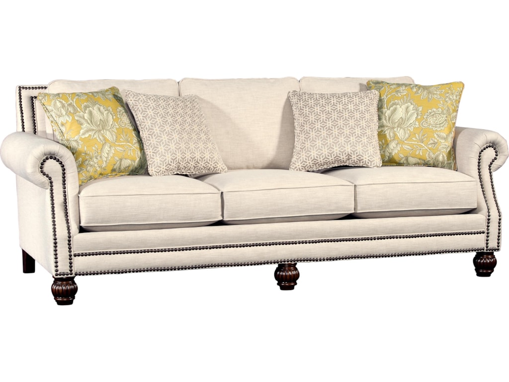 4300 Mayo Traditional Sofa With Rolled Arms And Carved Wood Feet By At Miskelly Furniture