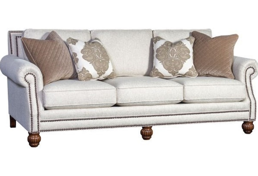 Mayo 4300 Mayo Traditional Sofa With Rolled Arms And Carved Wood