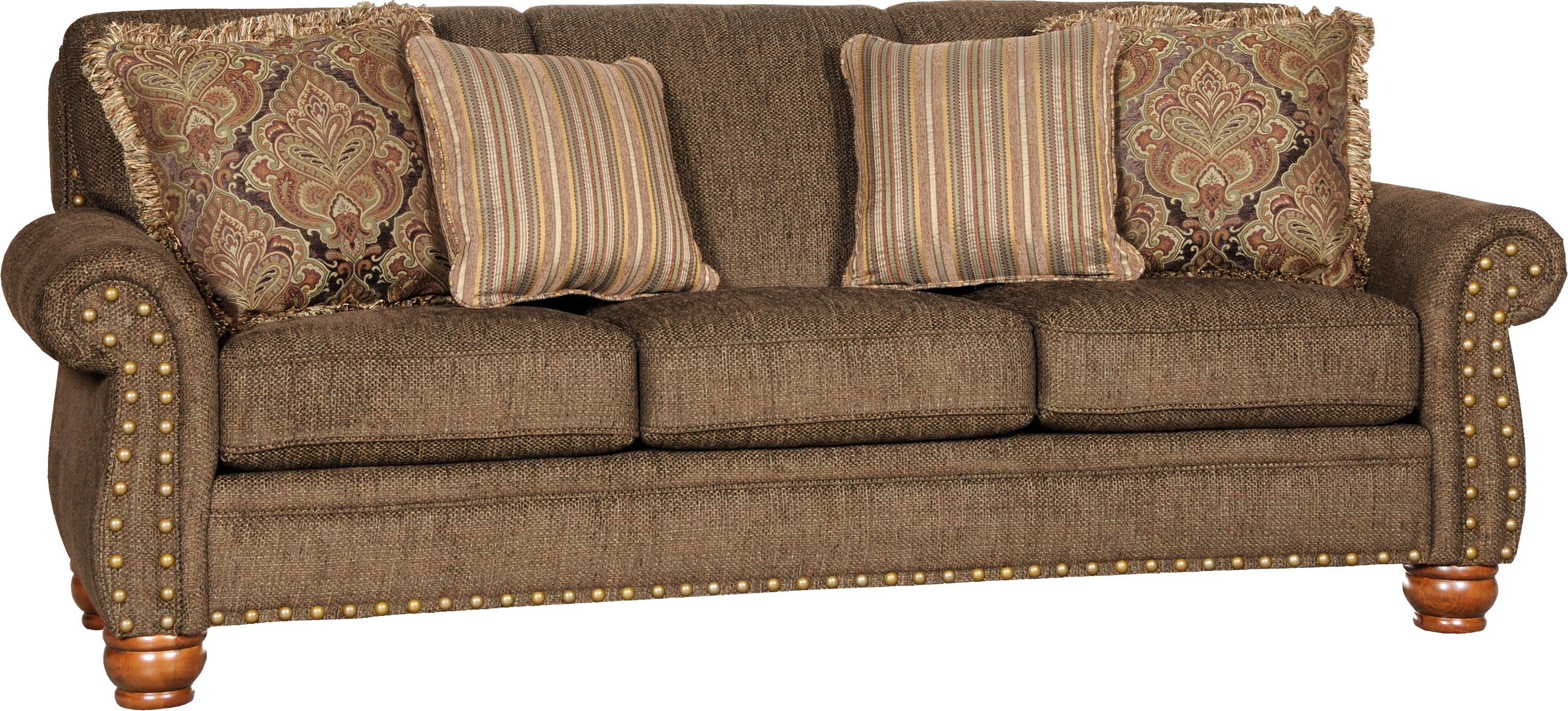 Mayo 9780 Traditional Stationary Sofa With Exposed Wood Spool Legs