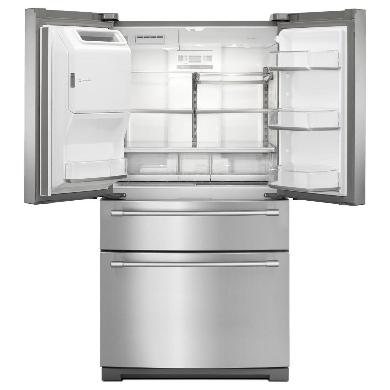 Maytag 36 Inch Wide 4 Door French Door Refrigerator With Maytag Steel Shelves 26 Cu Ft Westrich Furniture Appliances Refrigerator French Door