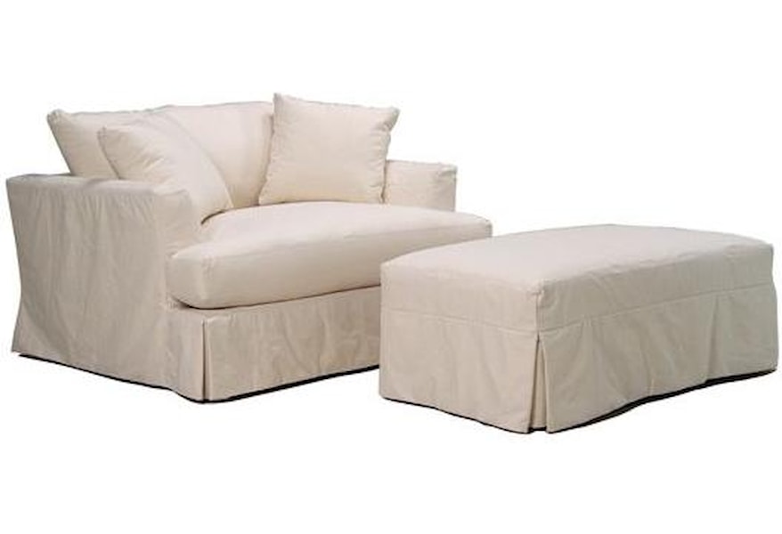 BeModern Cloud Slipcover Chair and a Half and Ottoman Set with  BeModern Cloud Slipcover Chair and a Half and Ottoman Set with