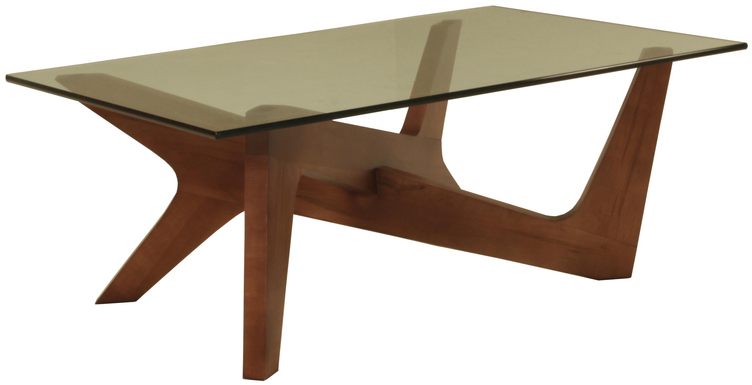 Bemodern Wells Mid Century Modern Cocktail Table With Wooden Base