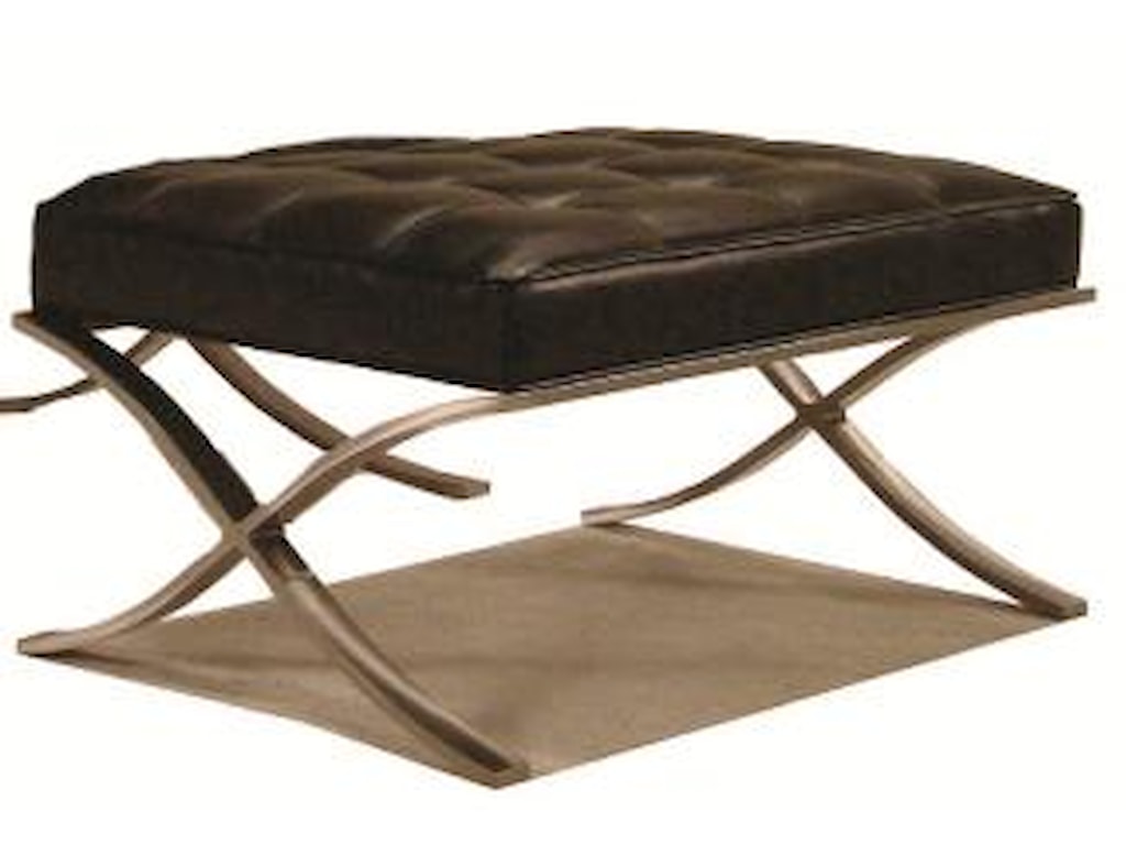 McCreary Modern 810 Tufted Leather Ottoman with Metal Base
