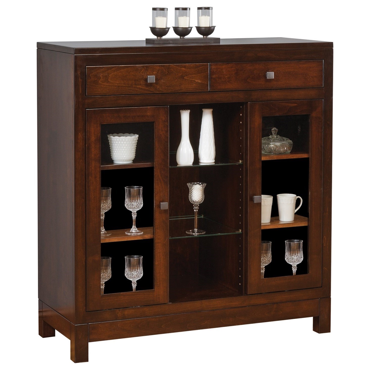 Meadow Lane Wood Hampton Contemporary Small China Cabinet With