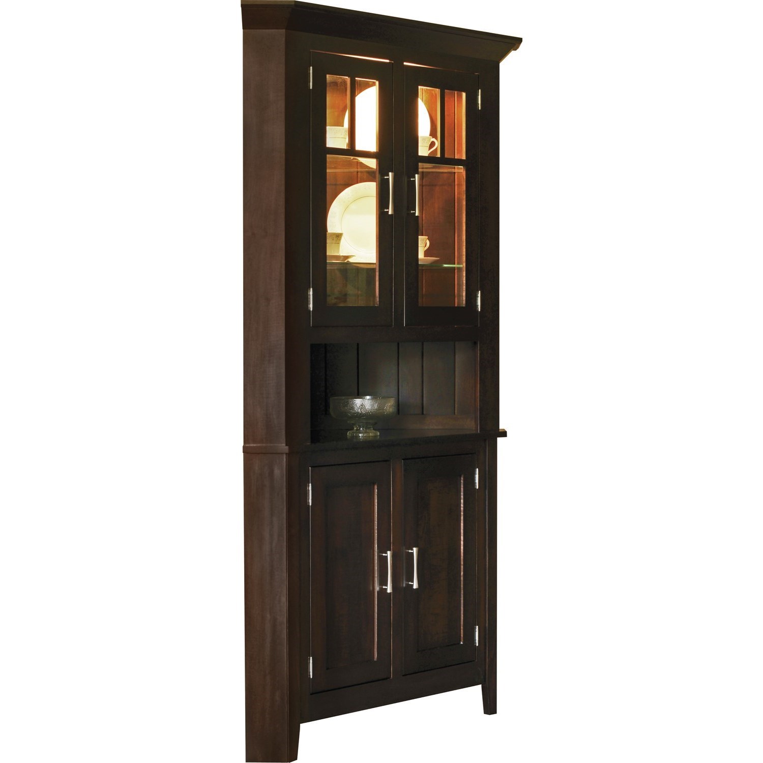 Meadow Lane Wood Larkspur Contemporary Corner Hutch With Built In