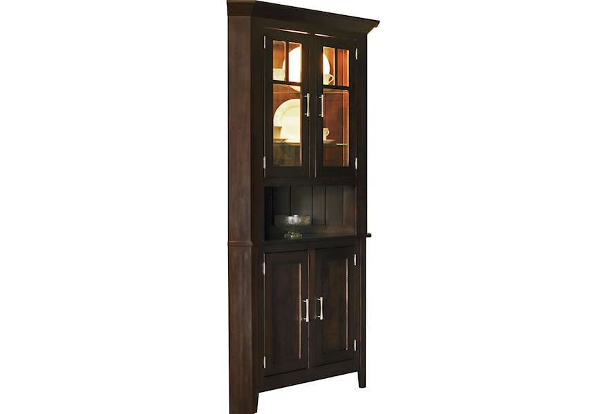 Meadow Lane Wood Larkspur Contemporary Corner Hutch With Built In