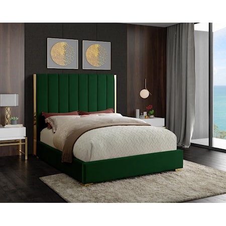 Meridian Furniture Becca GREEN VELVET UPHOLSTERED KING BED | Dream Home  Interiors | Upholstered Beds