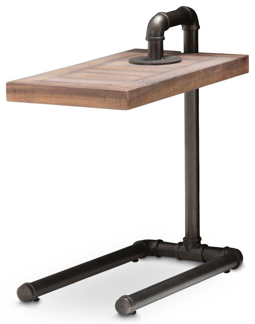 Michael Amini Crossings Curved Metal Pipe Chair Side Table Howell Furniture End Tables
