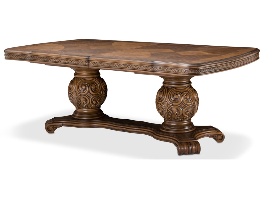 Edens Paradise Ornate Rectangular Pedestal Dining Table With Traditional Style By Michael Amini At Hudson S Furniture Edens Paradise Ornate Rectangular Pedestal Dining Table With Traditional Style By Michael Amini At Hudson S Furniture