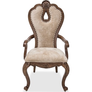 Michael Amini Edens Paradise 9055004 211 Ornate Upholstered Arm Chair With Traditional Style Hudson S Furniture Dining Arm Chairs