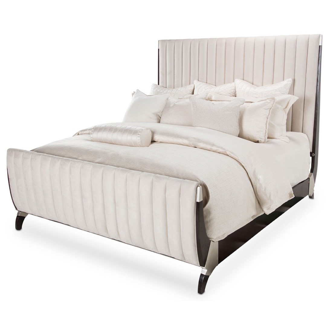 Michael Amini Paris Chic King Upholstered Sleigh Bed With Usb Charging Darvin Furniture Upholstered Beds