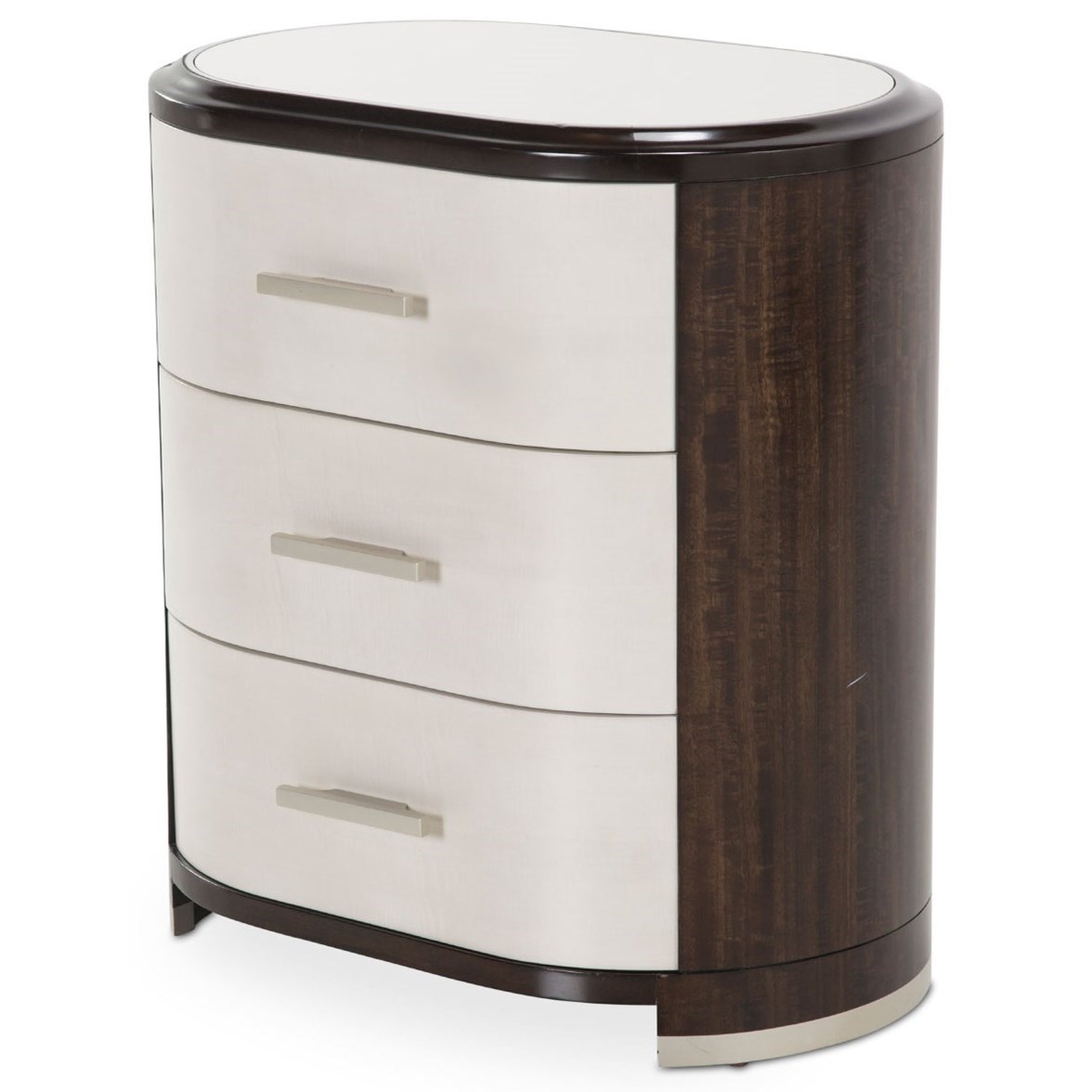 Michael Amini Paris Chic Contemporary 3 Drawer Nightstand With Marbled Top Darvin Furniture Nightstands