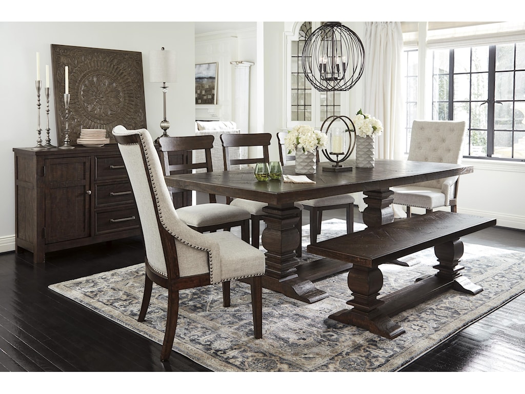 Millennium Hillcott D798 55t 55b 2x02a 4x01 60 8 Pc Table 2 Uph Arm Chairs 4 Side Chairs And Server Set Sam Levitz Outlet Dining 7 Or More Piece Sets