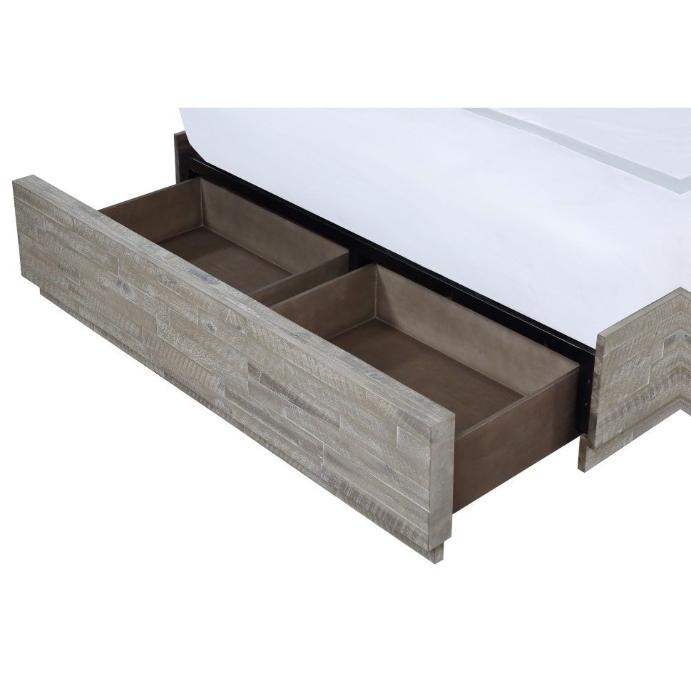 Modus International Alexandra 5rs3p7 Rustic King Storage Bed With Footboard Drawer Del Sol Furniture Platform Beds Low Profile Beds