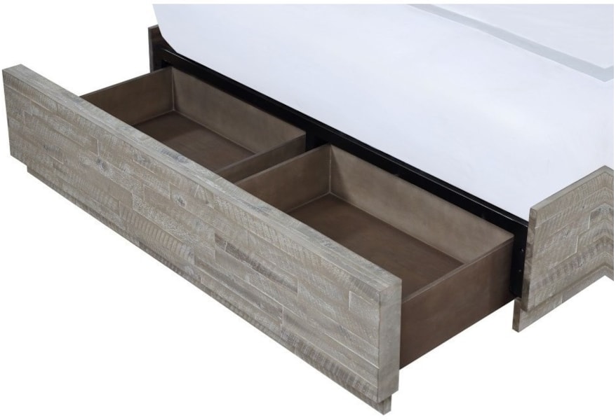 Modus International Alexandra 5rs3p7 Rustic King Storage Bed With Footboard Drawer Del Sol Furniture Platform Beds Low Profile Beds