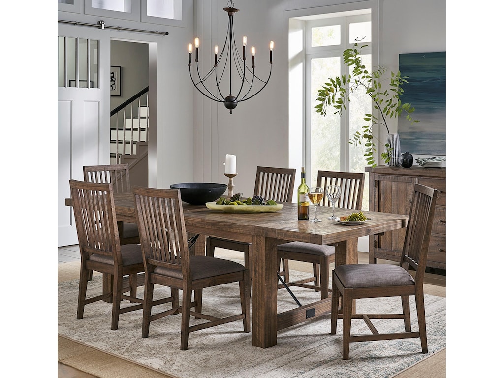 Modus International Autumn Rustic Solid Wood 7 Piece Dining Table Set Reeds Furniture Dining 7 Or More Piece Sets