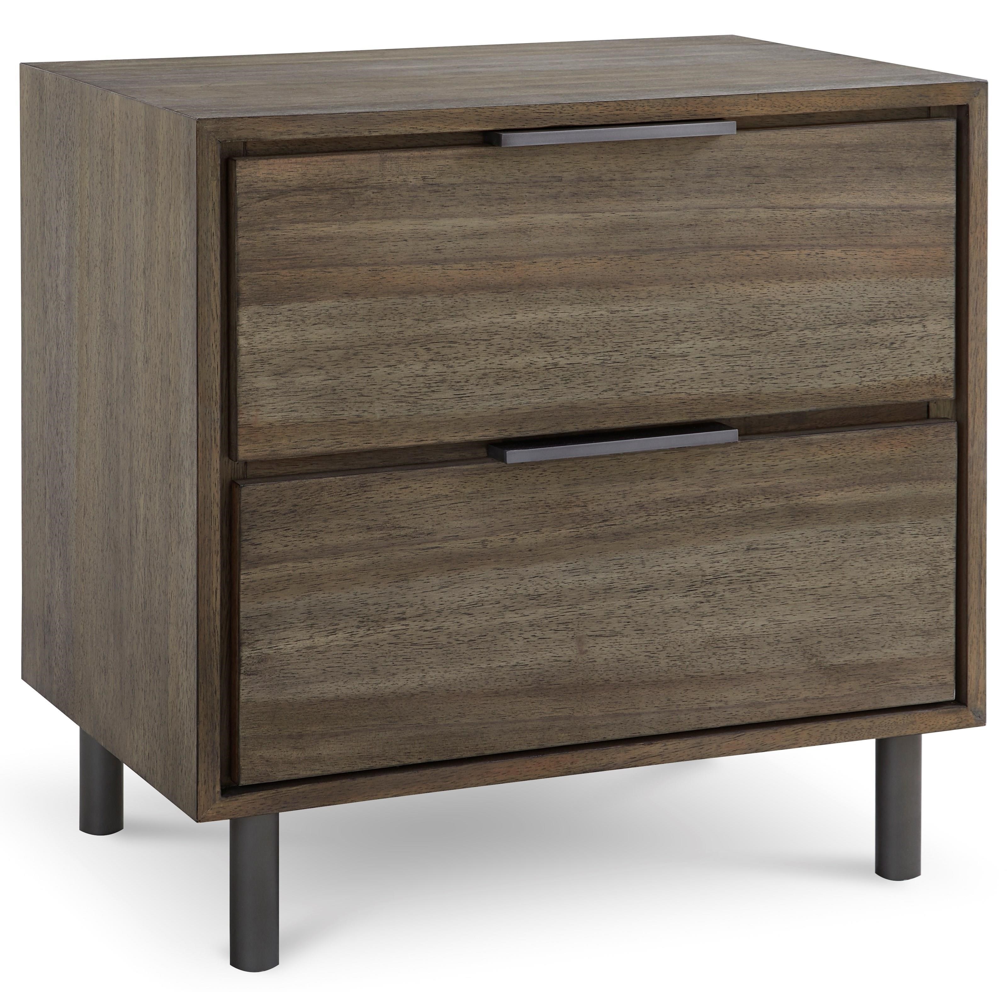 Berkeley Contemporary 2 Drawer Nightstand With Top Mounted Drawer