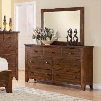 Modus International Cally 7 Drawer Dresser Mirror With Wood