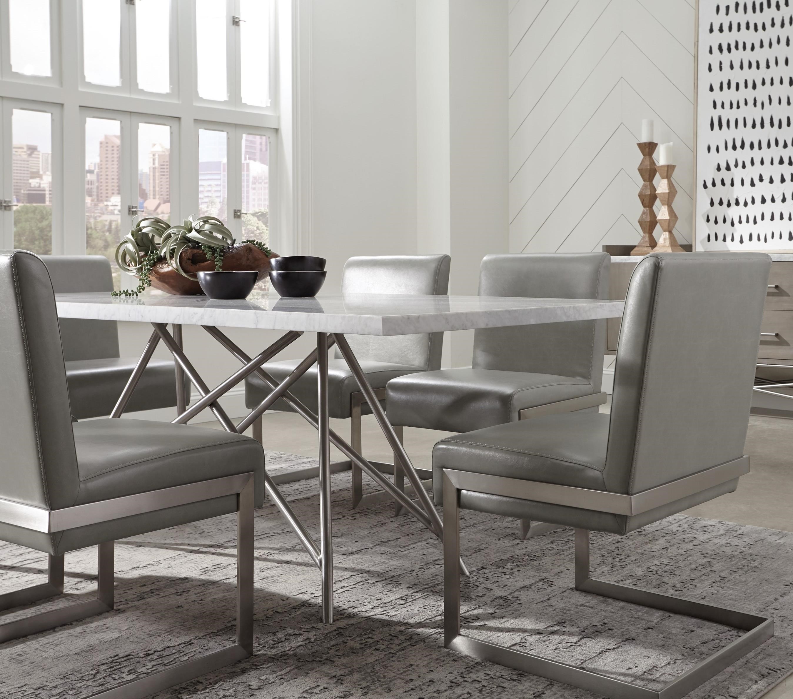 Modus International Coral 7 Piece Dining Table With White Marble