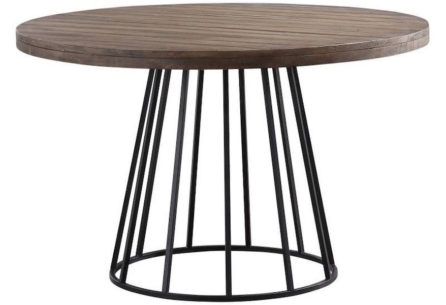 Crossroads Mayfair Industrial Round Dining Table In Roughhewn Pine Sadler S Home Furnishings Kitchen Tables