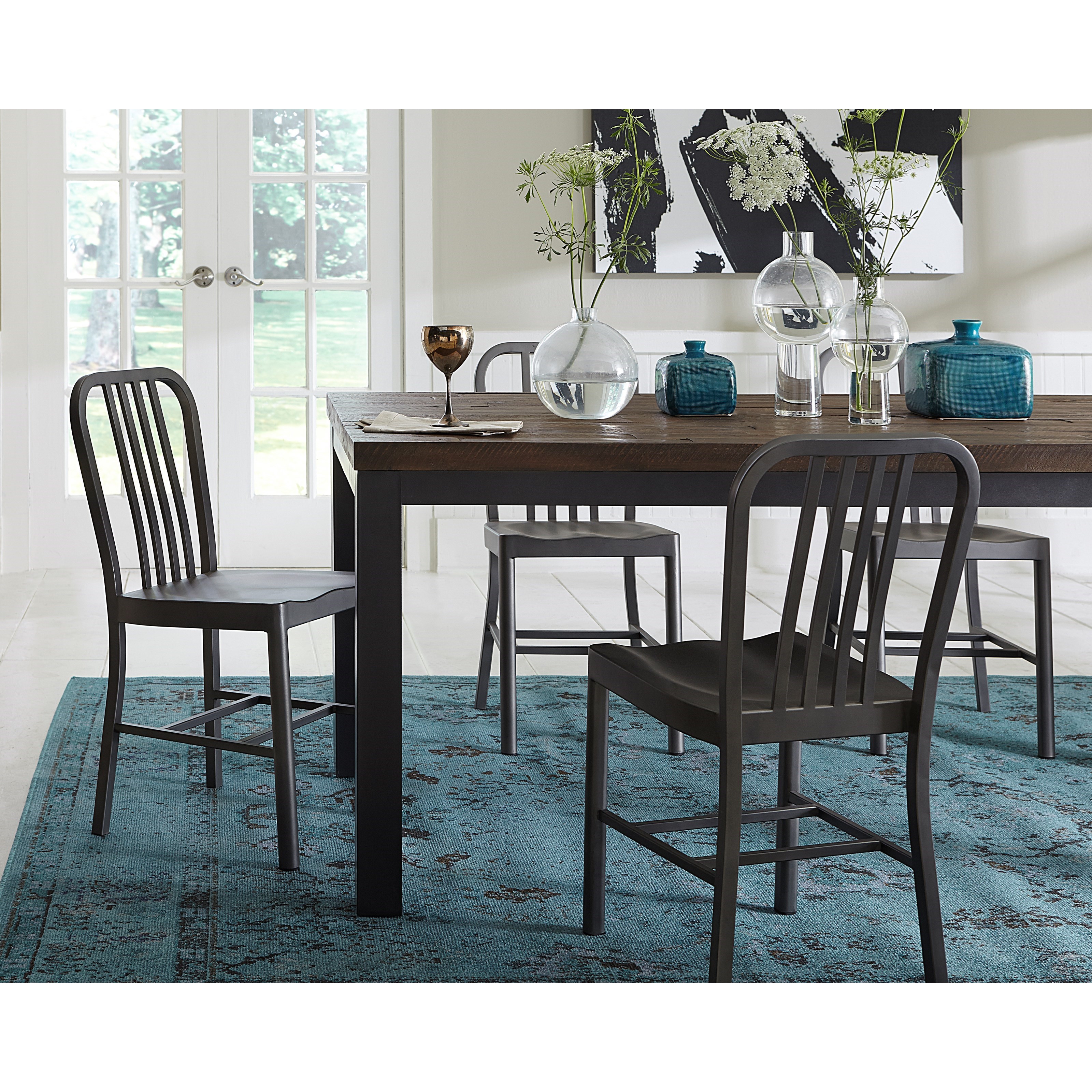 Modus International Crossroads Gabe Solid Wood Metal Rectangular Dining Table In Rustic Truffle And Gray Steel A1 Furniture Mattress Dining Tables