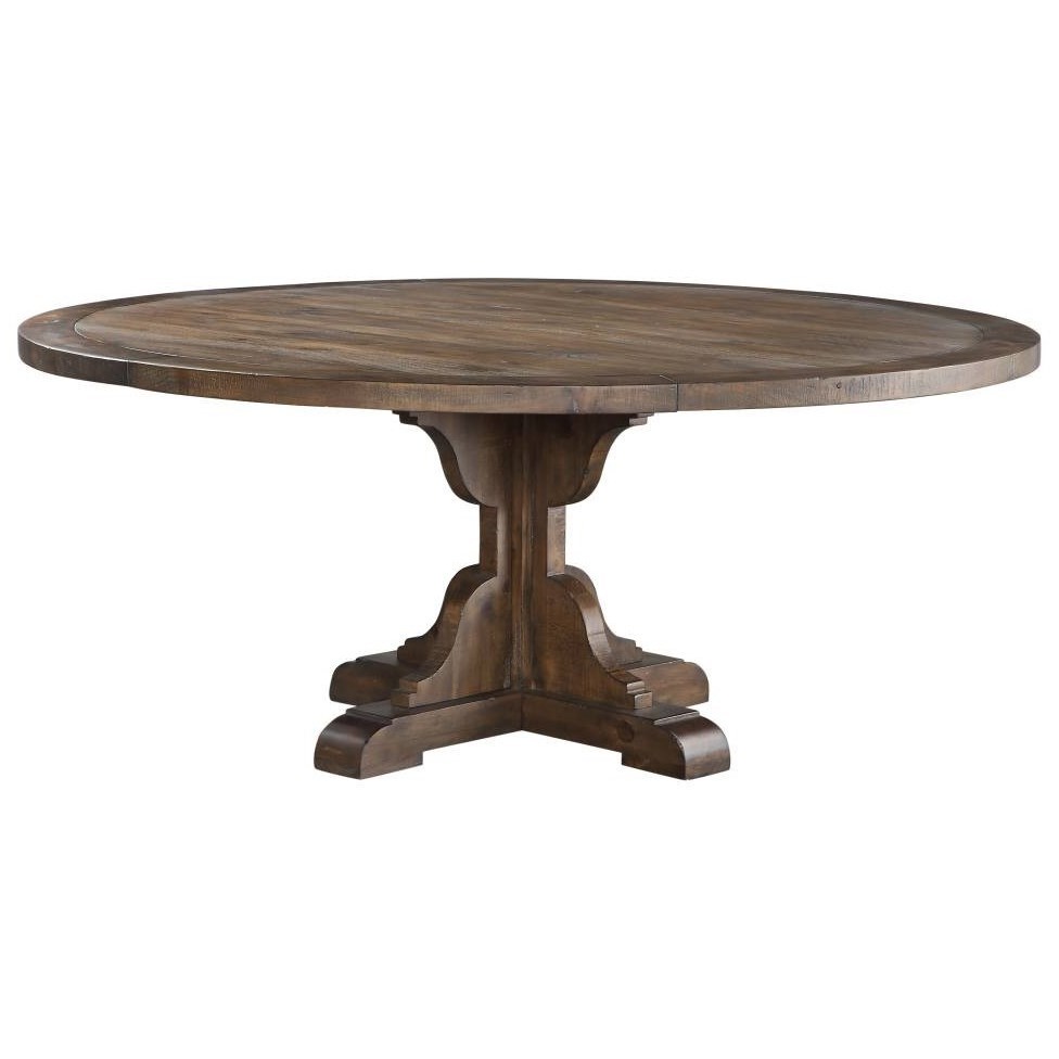 Crossroads Philip Solid Wood Round Dining Table In Burnished Pine Sadler S Home Furnishings Dining Tables
