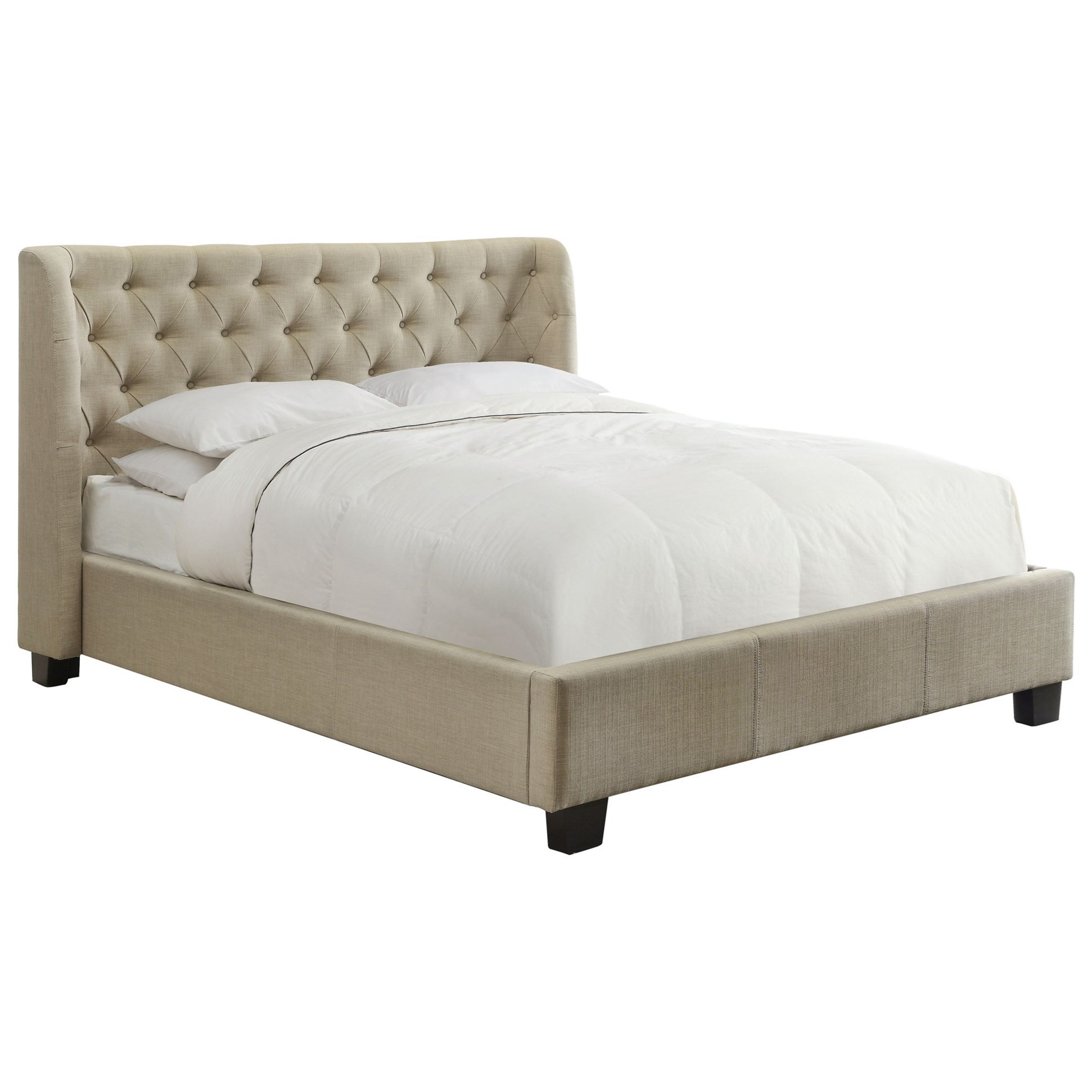 Modus International Geneva Queen Levi Upholstered Platform Bed With Tufting And Shelter Sides A1 Furniture Mattress Upholstered Beds