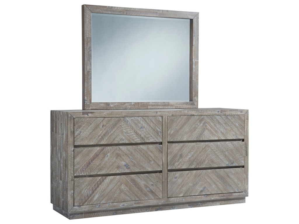 Modus International Herringbone Contemporary 6 Drawer Dresser And