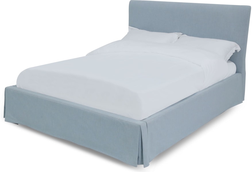 Modus International Juliette Shelby Queen Upholstered Skirted Storage Panel Bed In Sky A1 Furniture Mattress Upholstered Beds