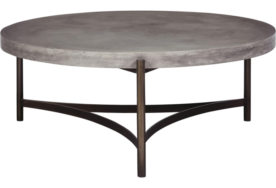 Modus International Lyon Contemporary Round Coffee Table With Concrete Top A1 Furniture Mattress Cocktail Coffee Tables