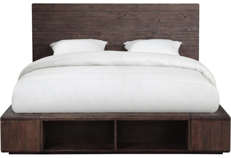 Modus International Mckinney Transitional Queen Platform Bed With Open Storage A1 Furniture Mattress Platform Beds Low Profile Beds