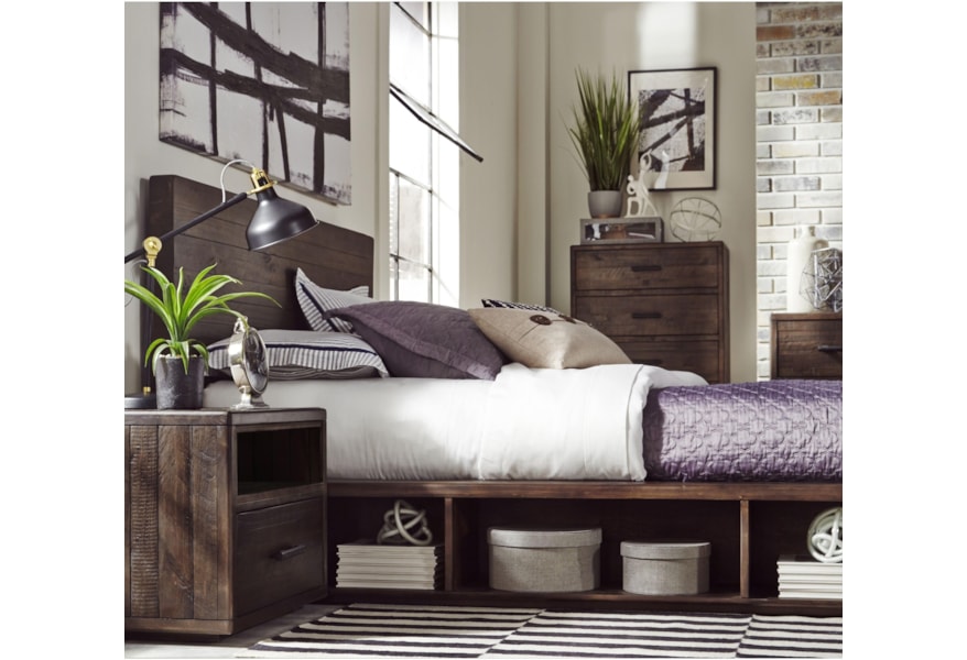 Modus International Mckinney Transitional Queen Platform Bed With Open Storage A1 Furniture Mattress Platform Beds Low Profile Beds