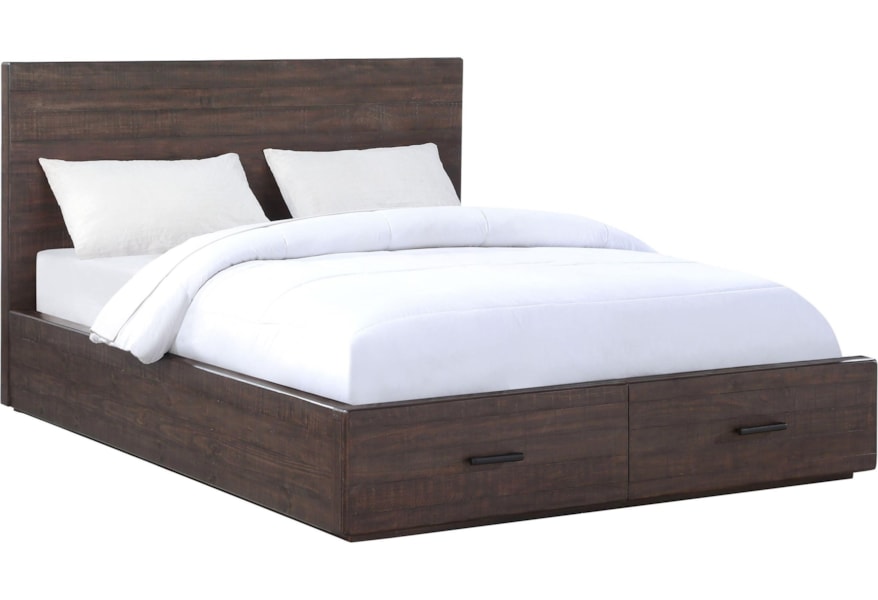 Modus International Mckinney Transitional California King Platform Bed With Footboard Storage A1 Furniture Mattress Platform Beds Low Profile Beds